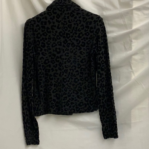 Majestic Filatures Black and Gray Leopard Stretchy Moto Jacket with Zippers (S) - Picture 4 of 7